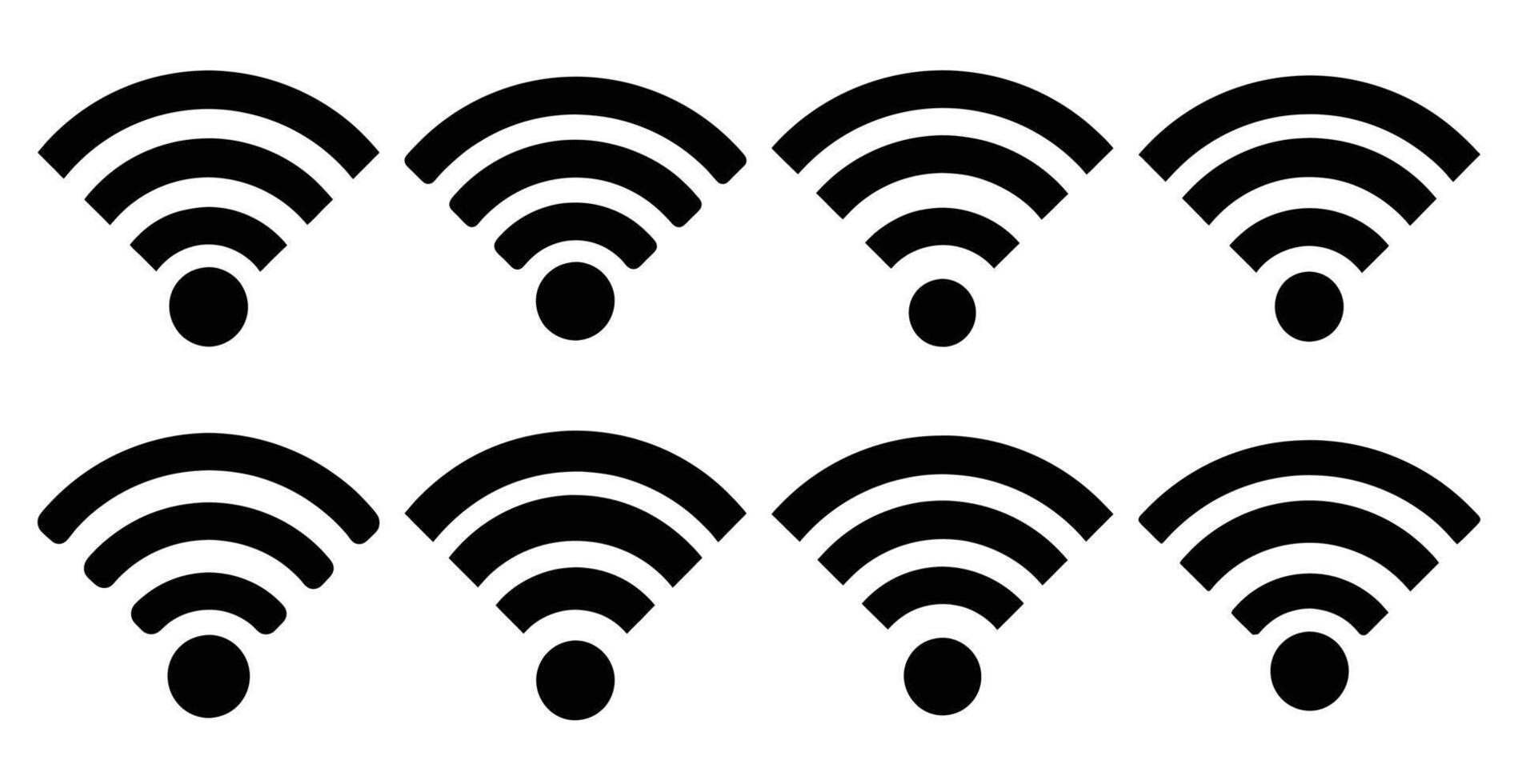 Collection of Eight Wifi Signals Wireless Network Connection Icons vector