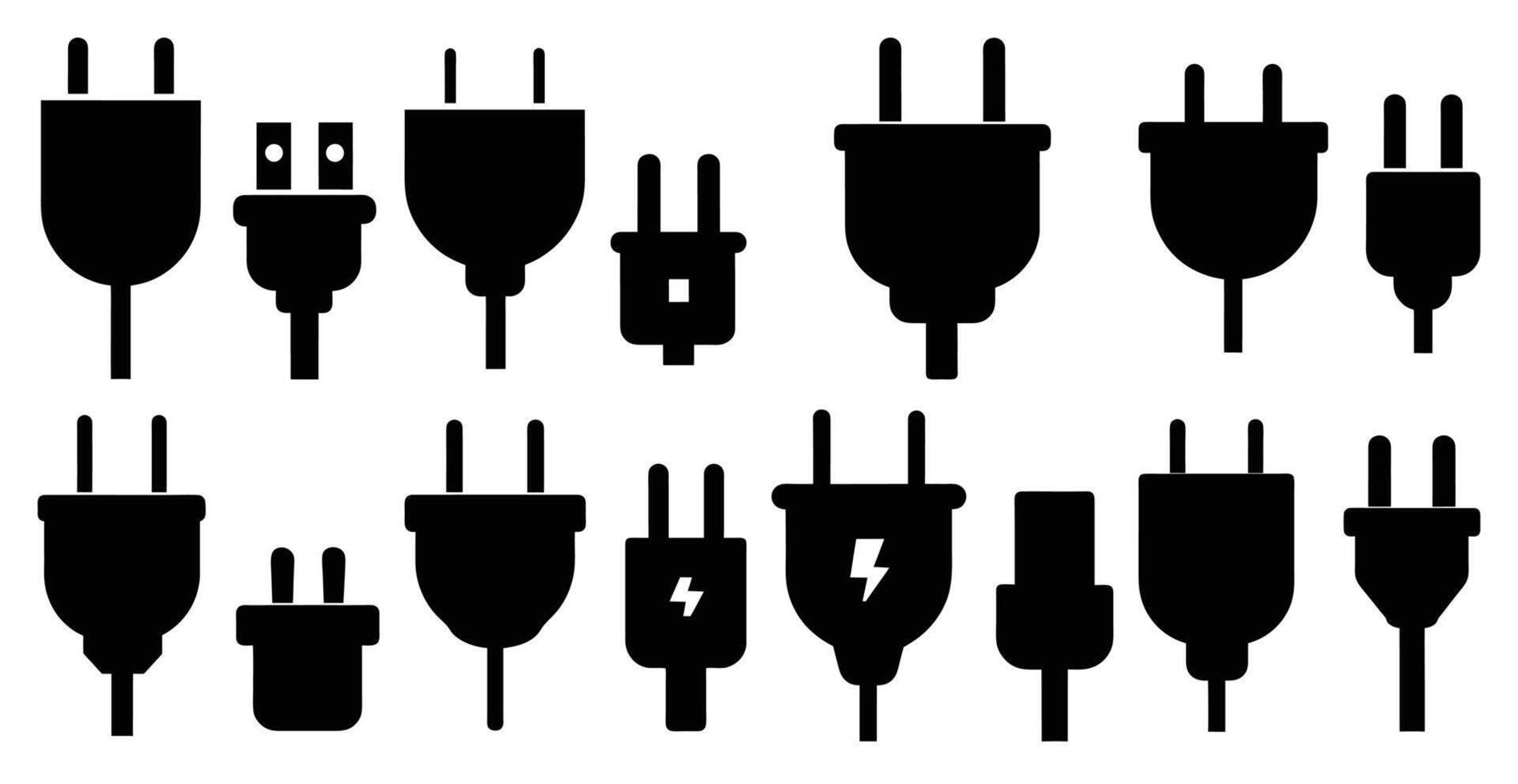 Collection of Various Electrical Plug Types and Connectors vector