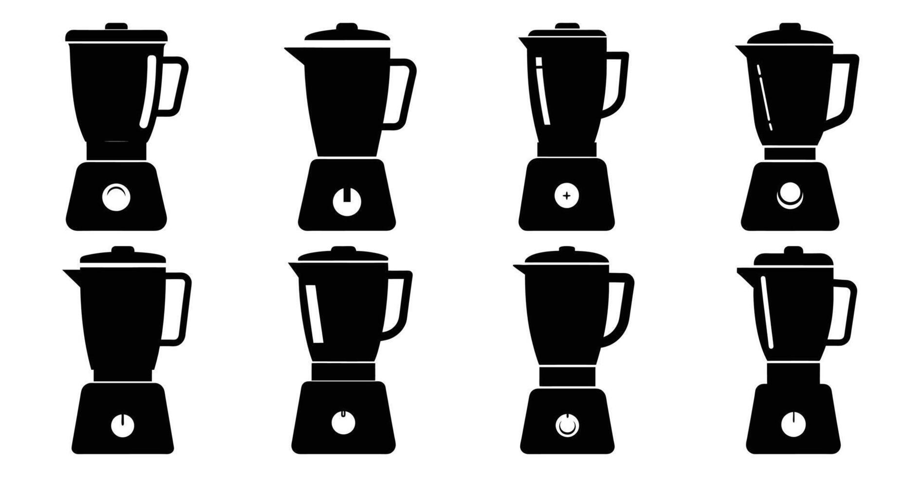 Collection of Eight Black Silhouettes of Blenders with Different Control Panels vector