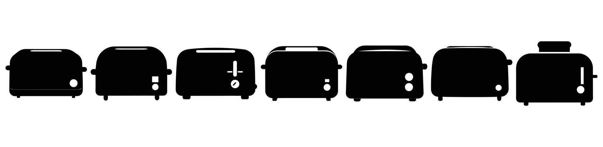 A Collection of Different Toaster Silhouettes Showing Variety in Size and Design vector