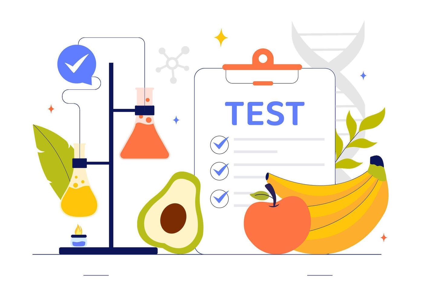 Food Safety Inspection Illustration with Chemists Examining Product Quality vector