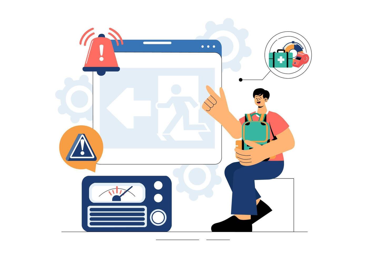 Flat Style Illustration of Disaster Preparedness with Safety Planning and Crisis Management vector