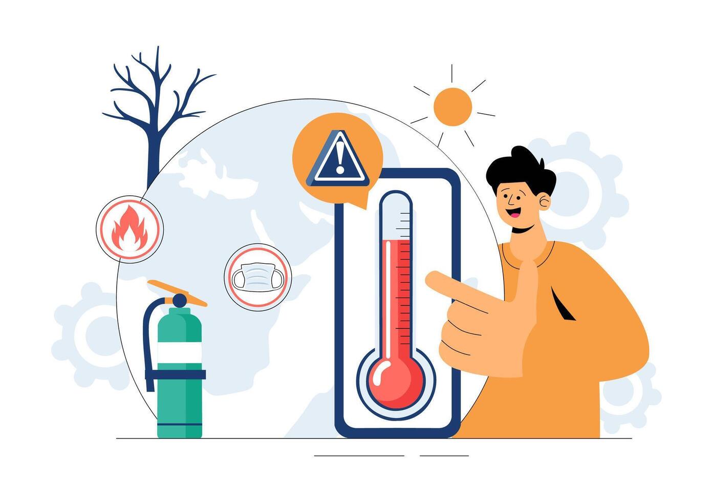 Illustration of Emergency Preparedness Featuring Family Safety Planning and Survival Kits vector