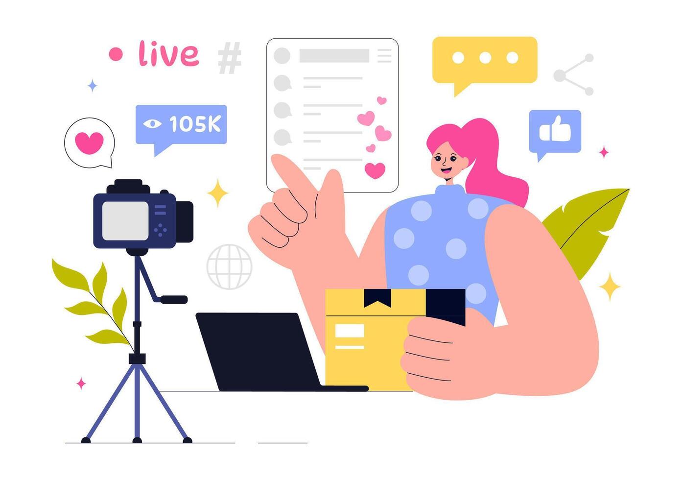 Content Strategy Illustration Featuring Social Media Marketing and Digital Copywriting vector