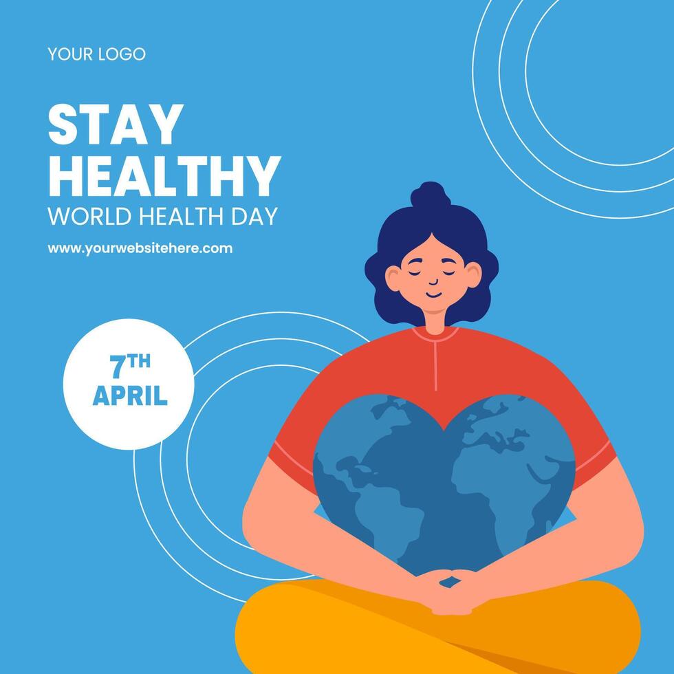 Flat Cartoon Illustration for World Health Day Promotion vector
