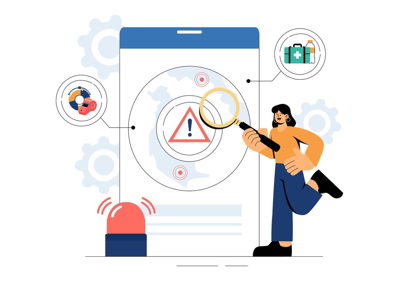 Disaster Readiness Illustration Highlighting Emergency Response and Evacuation Plans vector