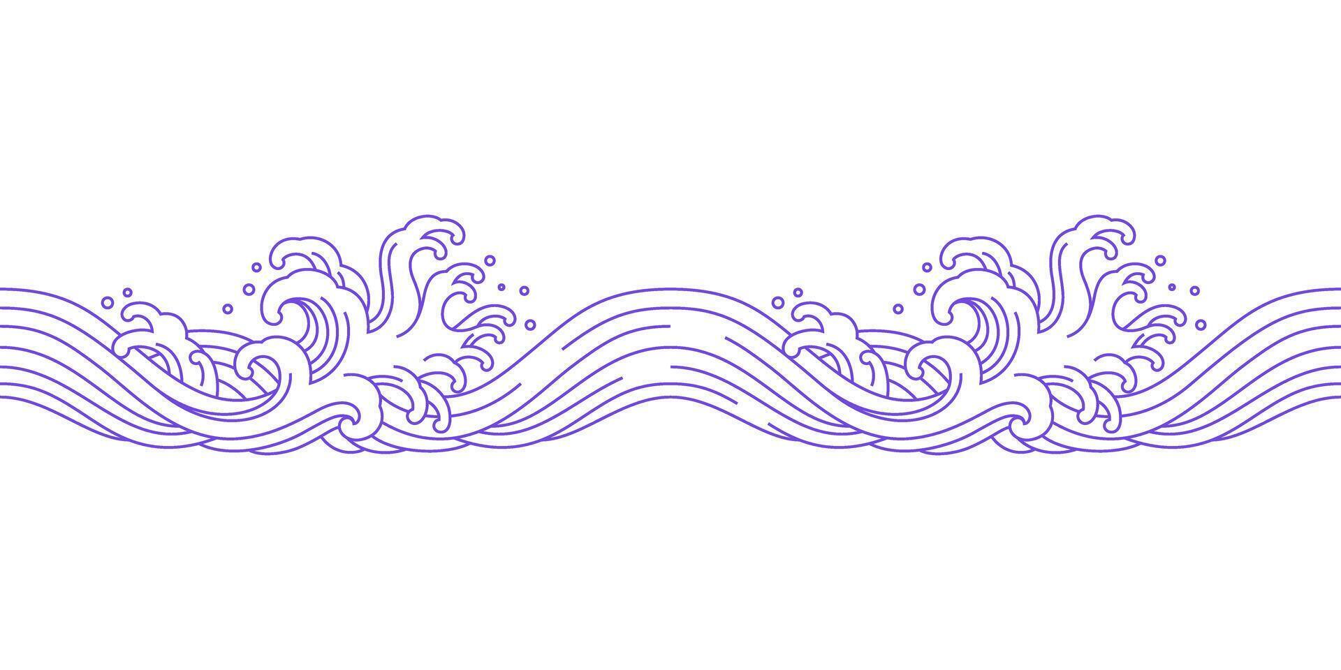 japanese sea wave seamless pattern hand drawn vector