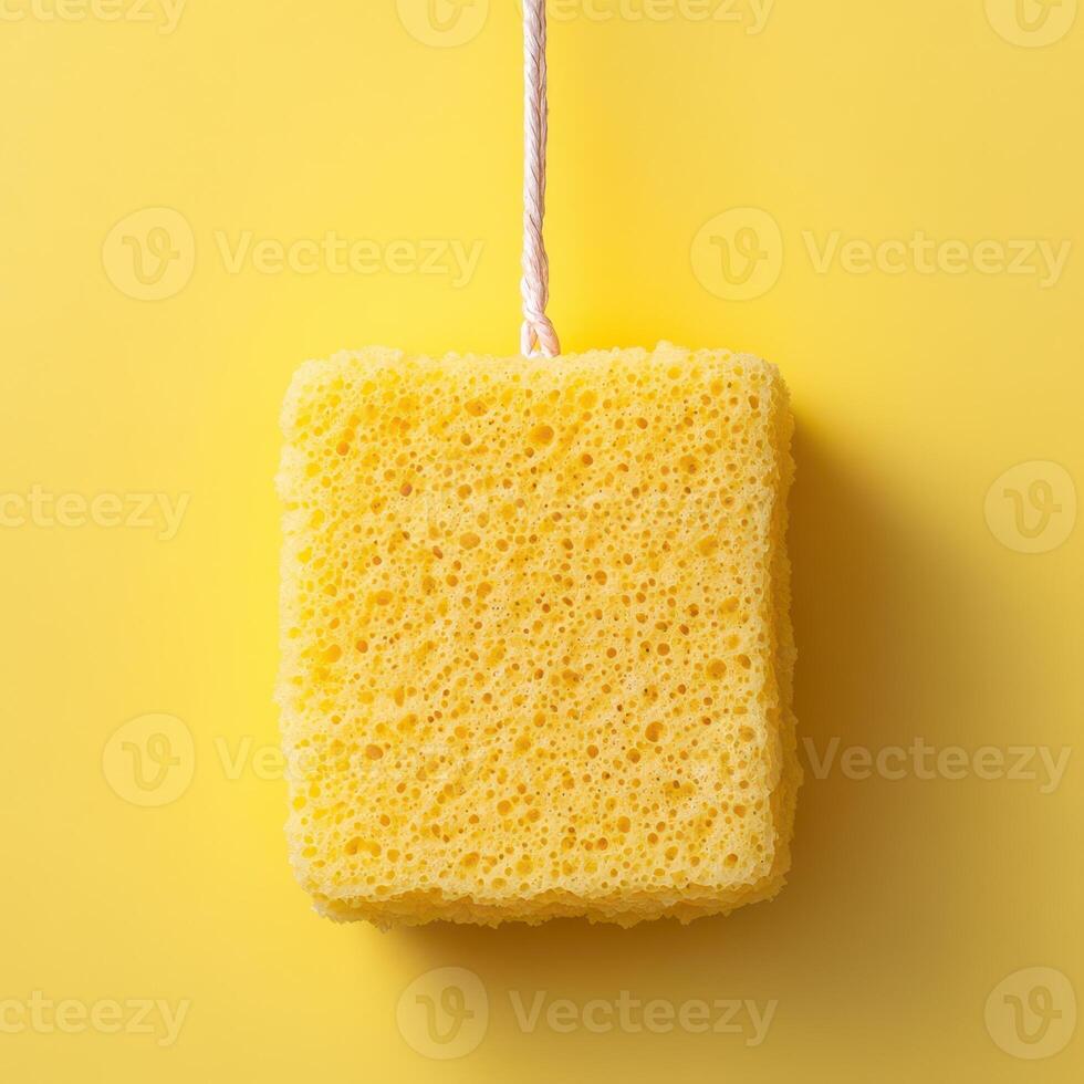 A sponge on a yellow background photo