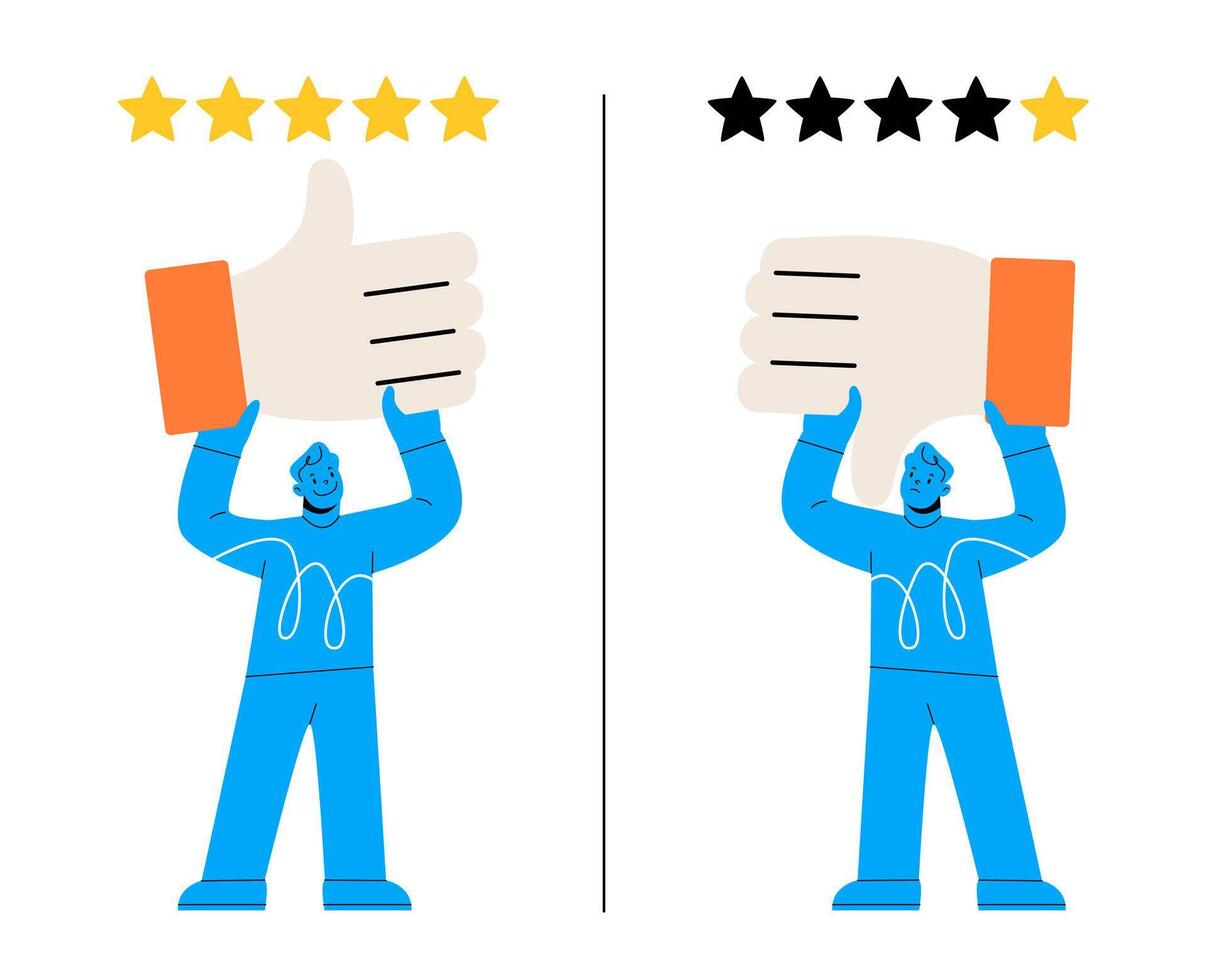 Positive and negative review. Colorful illustration vector