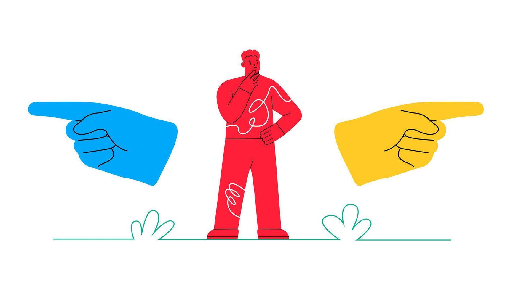 Puzzled man doubting. Decision concept. Colorful illustration vector