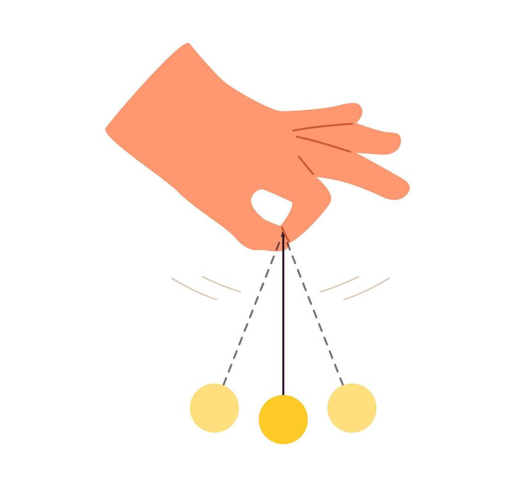 Hand with the swinging of the pendulum introducing man into hypnosis. The concept of immersion in hypnosis. illustration vector