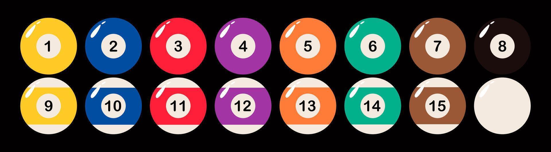 Billiard, pool balls with numbers collection. Colorful illustration vector