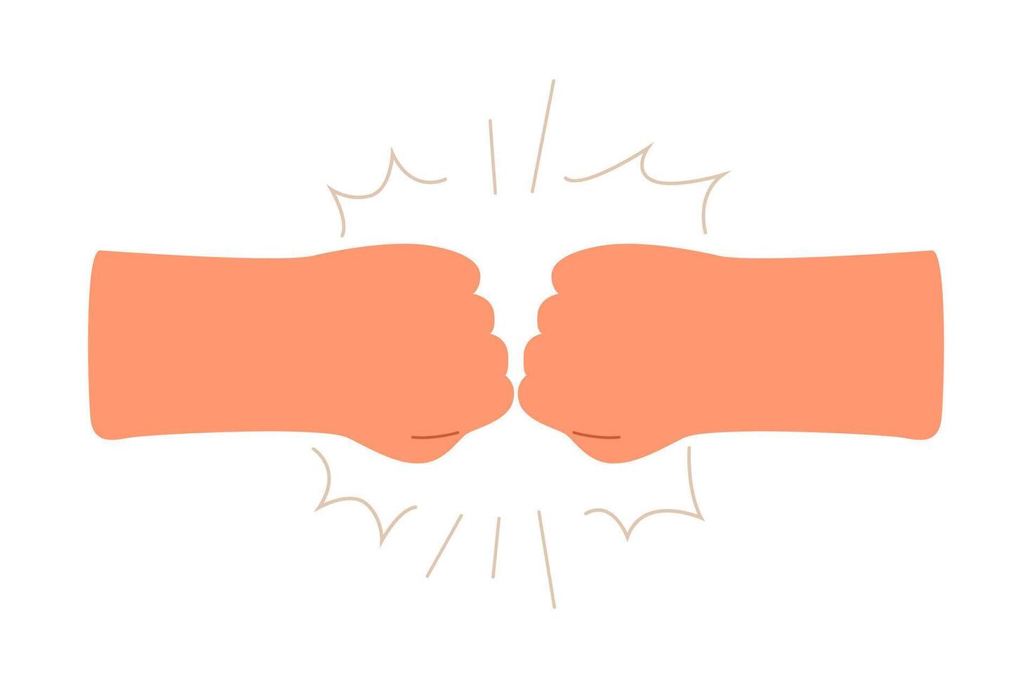 People give fists bump greeting or getting acquainted. Flat color illustration on white background vector