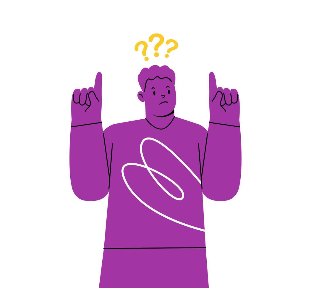 Puzzled man doubting. Colorful illustration vector