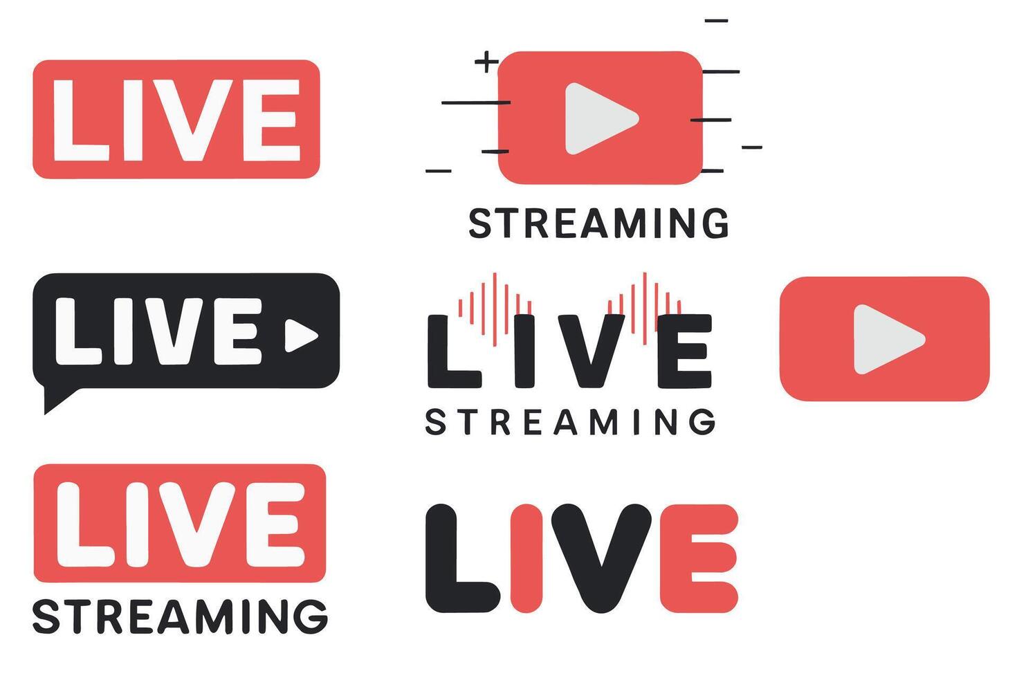 Live stream buttons set vector