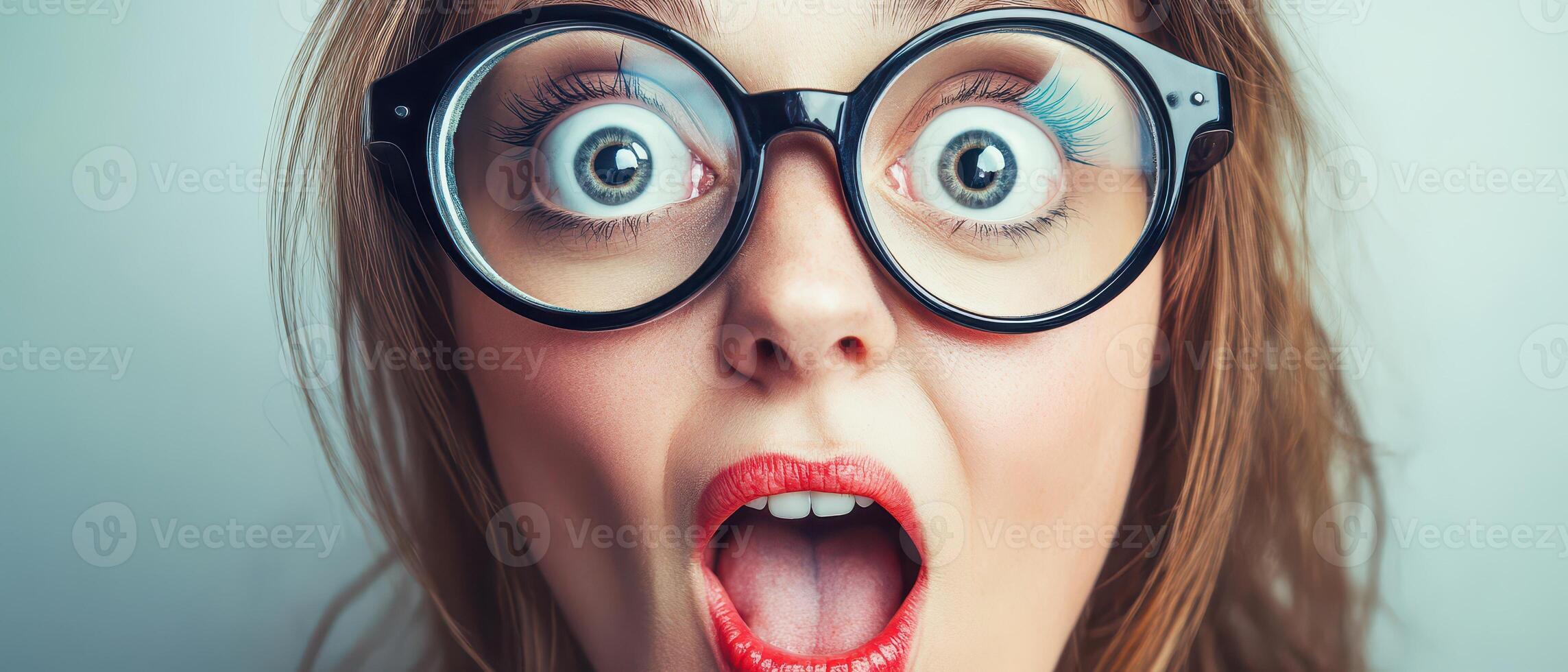 A woman with big eyes and glasses photo