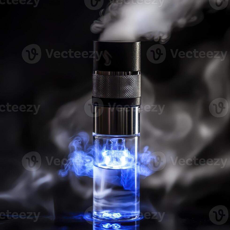 A vaporizer with blue smoke coming out of it photo