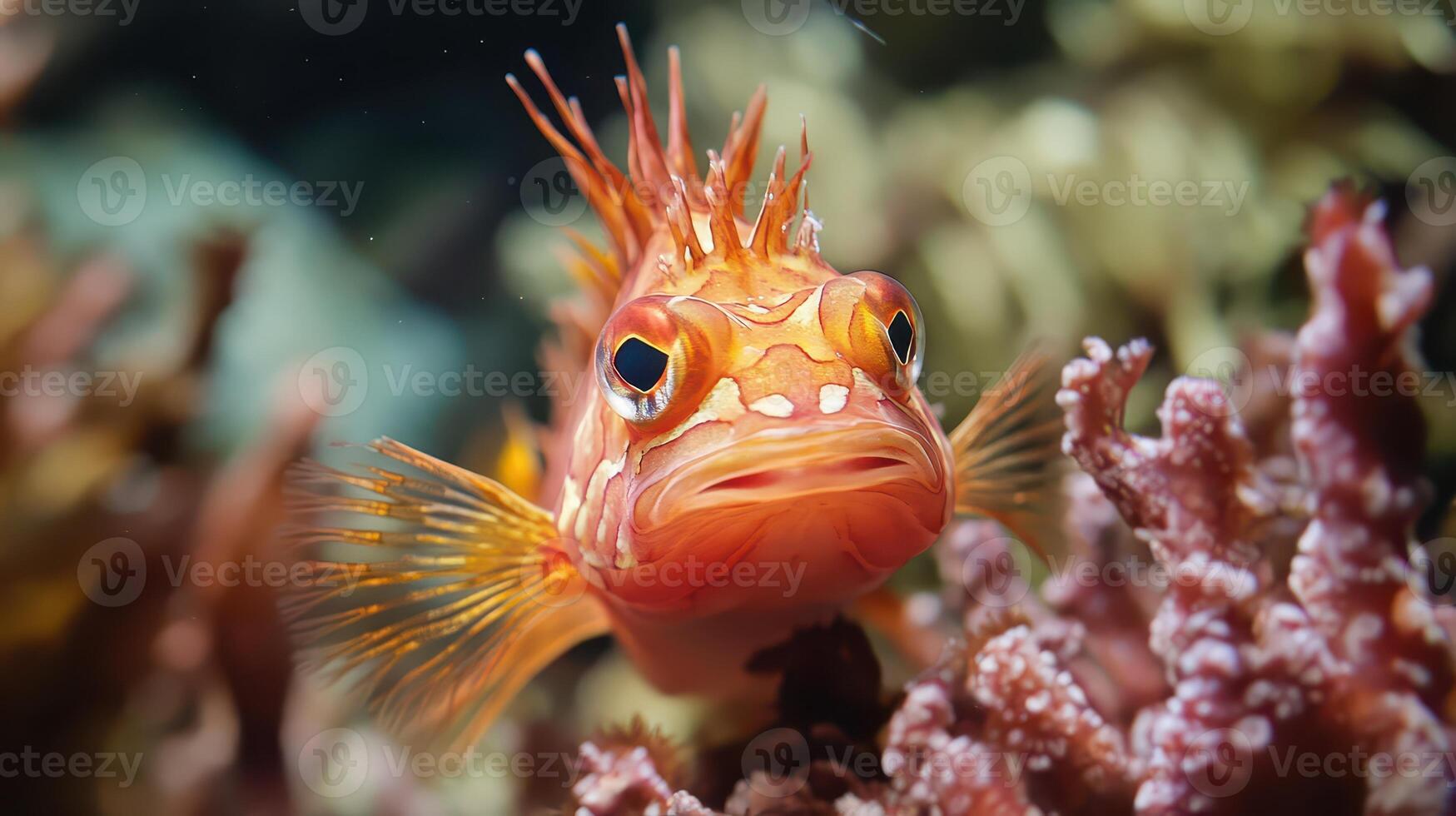 A close up of a red fish with a big head photo