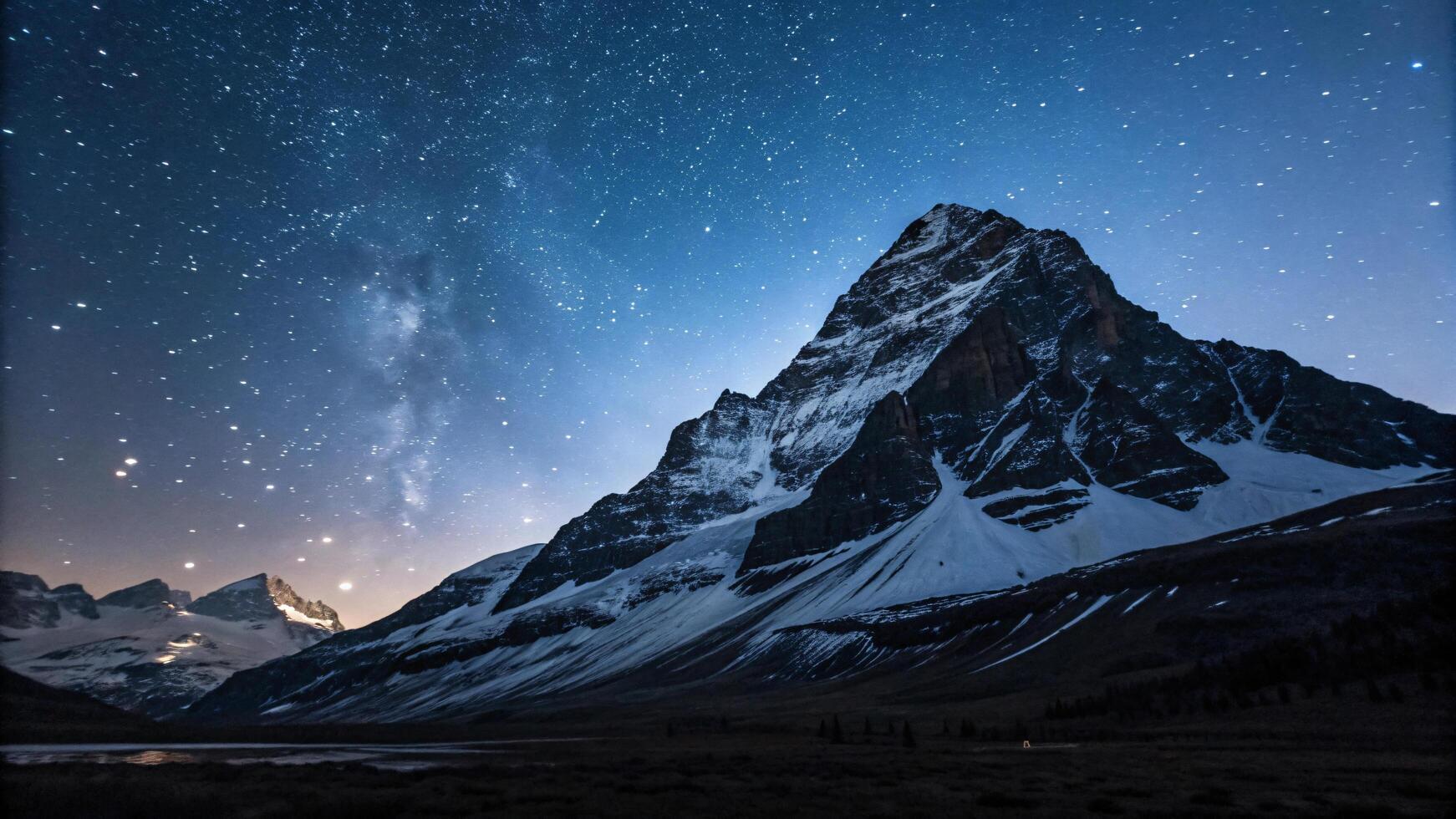 The milky way over the mountains in the night sky photo