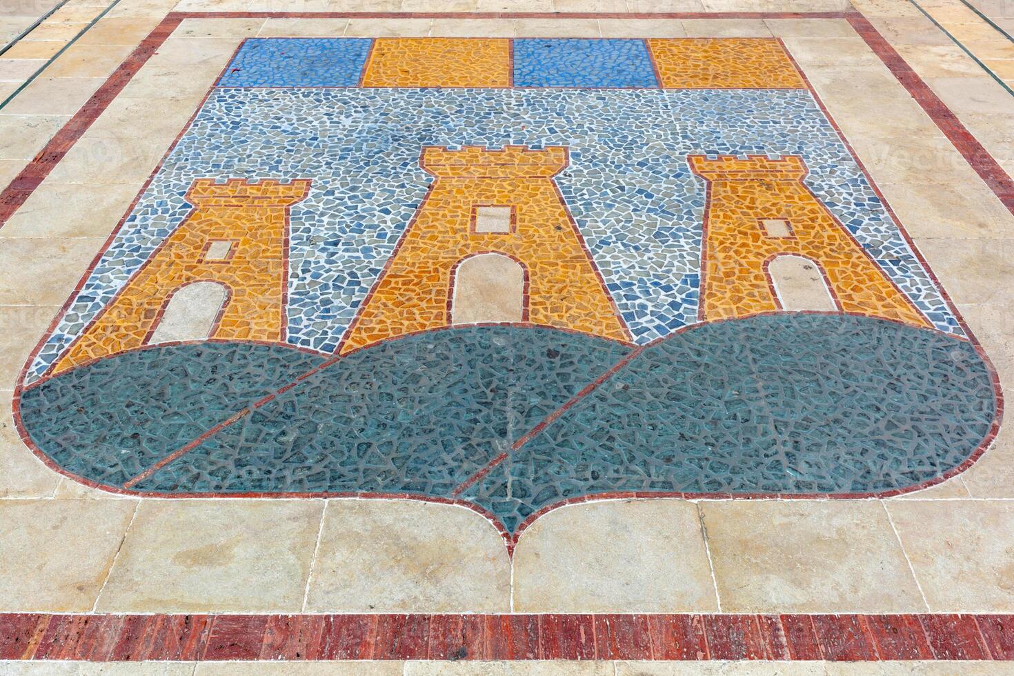 Mosaic in the pavement of the coat of arms of the city of Ostuni in Puglia, Italy. photo