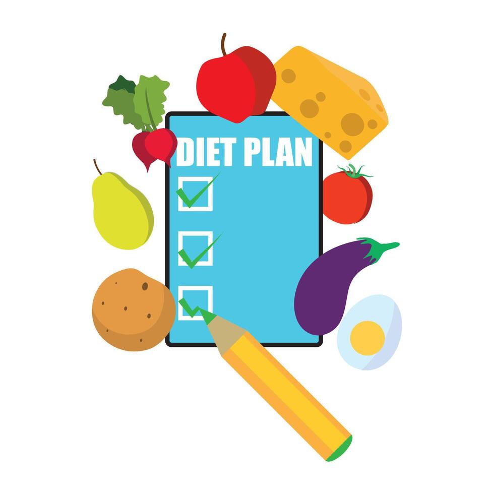 Diet plan schedule checklist concept vector