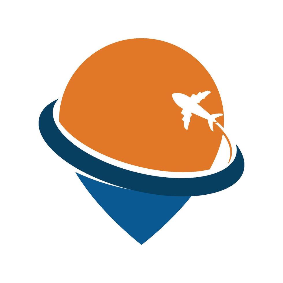travel point logo combined with location pin icon vector