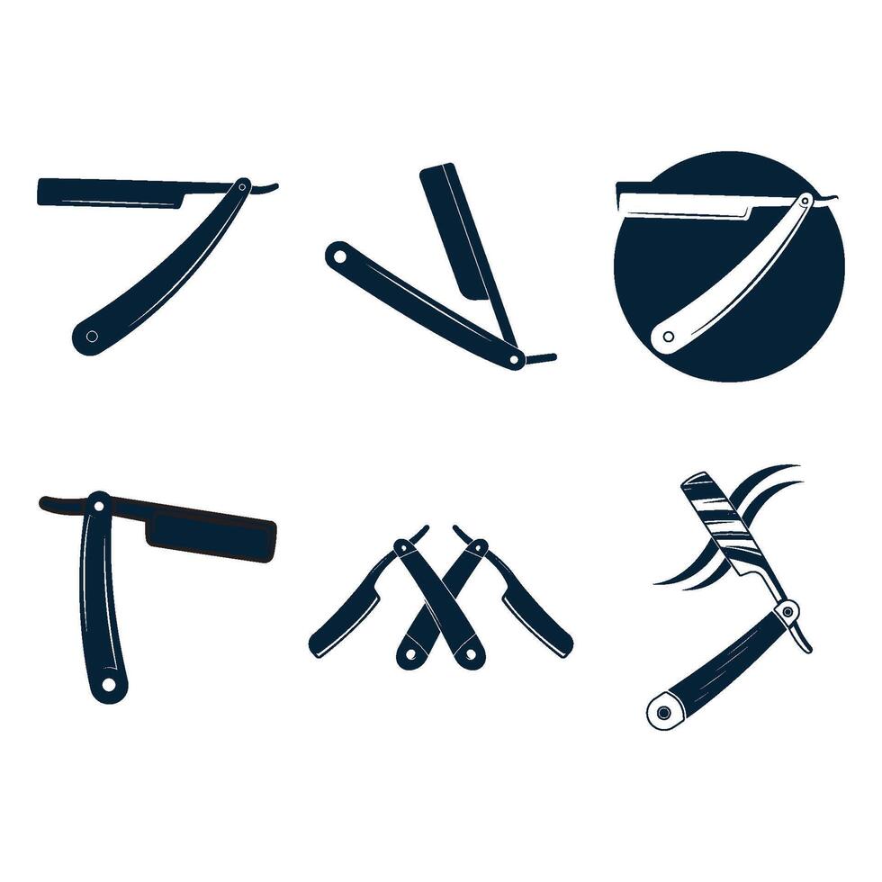 set Straight razor knife icon design isolated on white background. vector