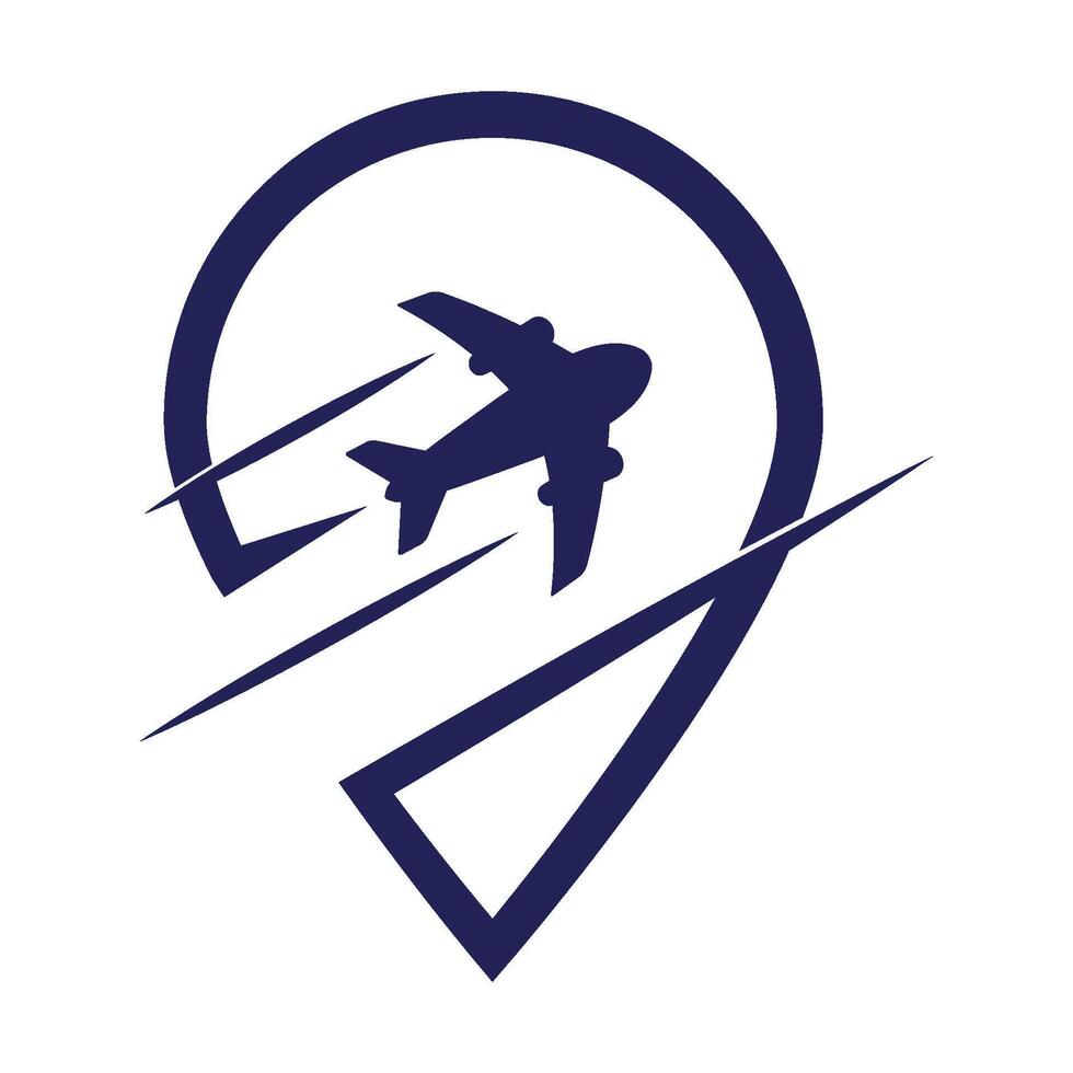 Travel Point Logo Design. Pin, Map, Point and Plane for Travel Business vector