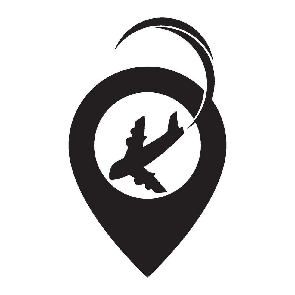 Travel Point Logo Design. Pin, Map, Point and Plane for Travel vector