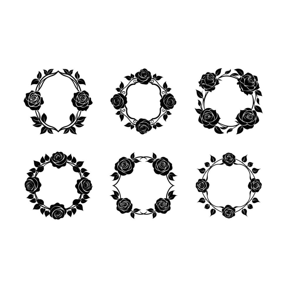 Elegant Rose Frame Floral Border Design Clipart vector
