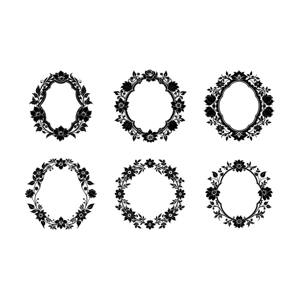 Elegant Edwardian Floral Frame Vintage Ornate Border Design vector