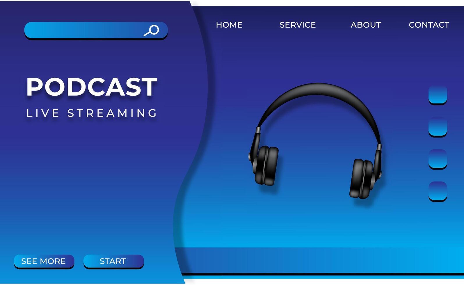 podcast logo website template blue gradient background vector