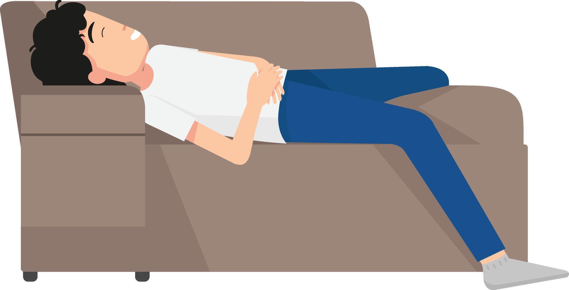 Man Sleeping at Home on Sofa Illustration vector