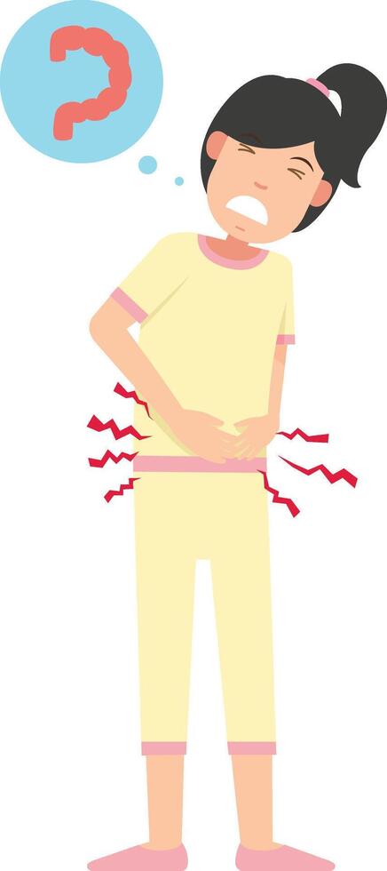 YongWoman feeling pain in stomach ache vector