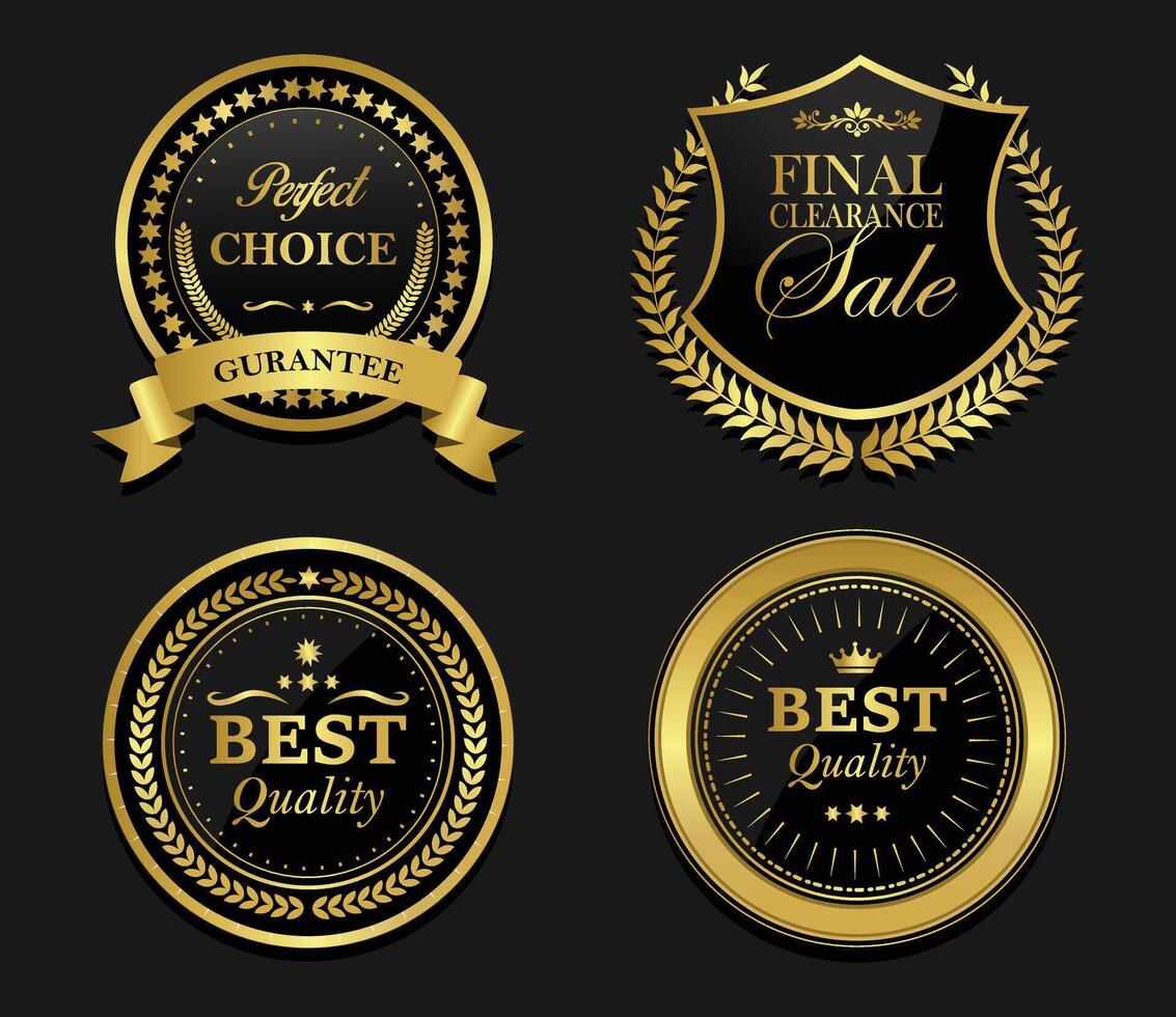 Luxury premium golden badges and labels set vector
