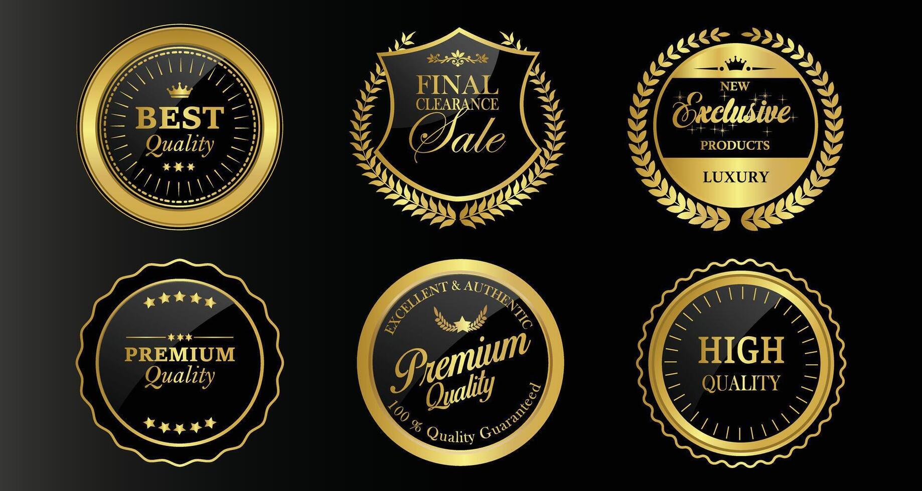 Luxury golden badges and labels set vector