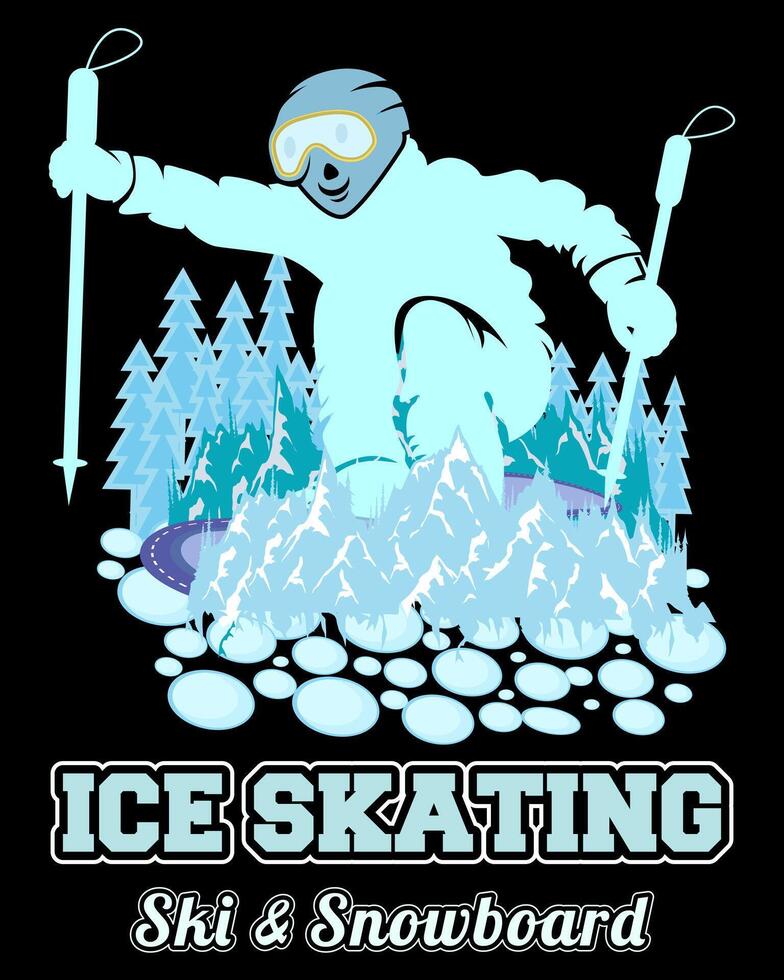 Skateboarding and Skating Meet Ski and Snowboard t shirt design in an Epic Winter Adventure vector