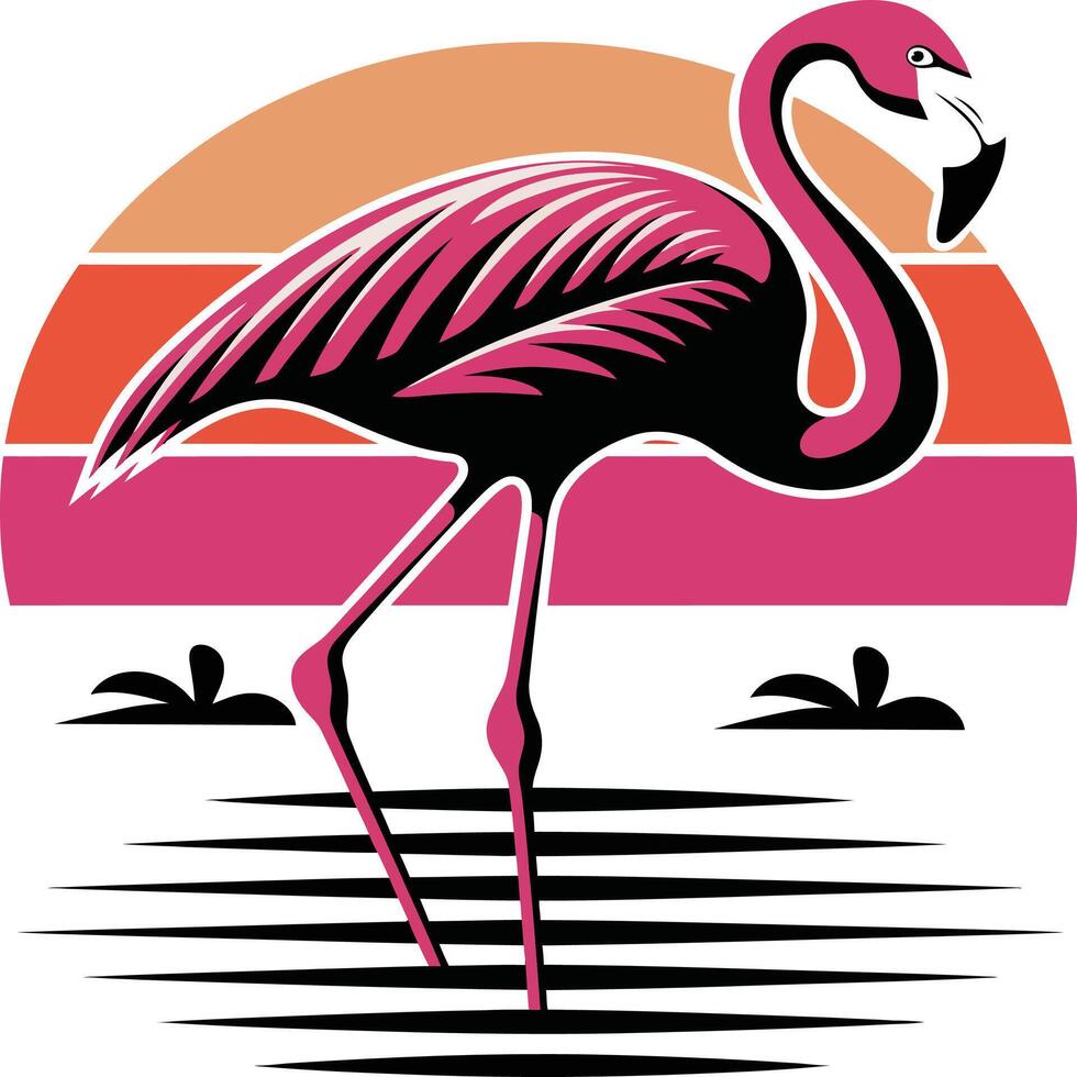 Bold and Minimalist Flamingo. vector