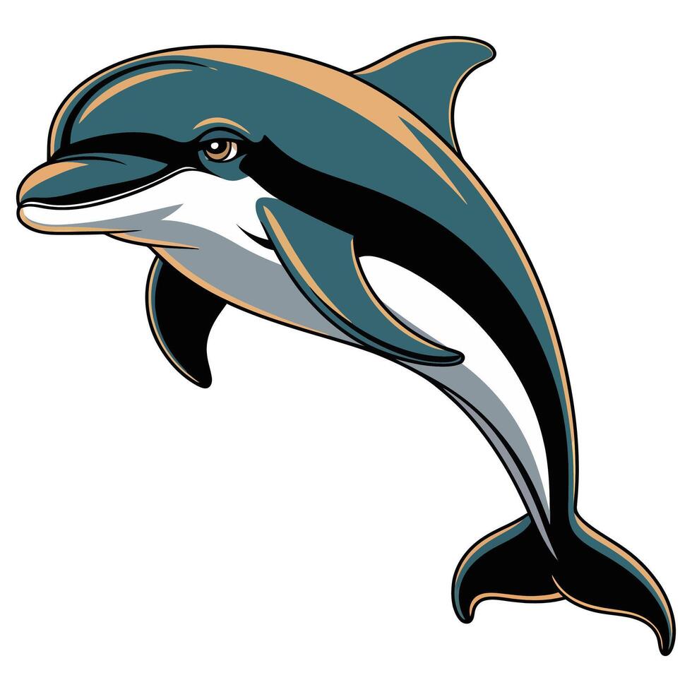 Minimalist Ocean-Themed Dolphin Art. vector