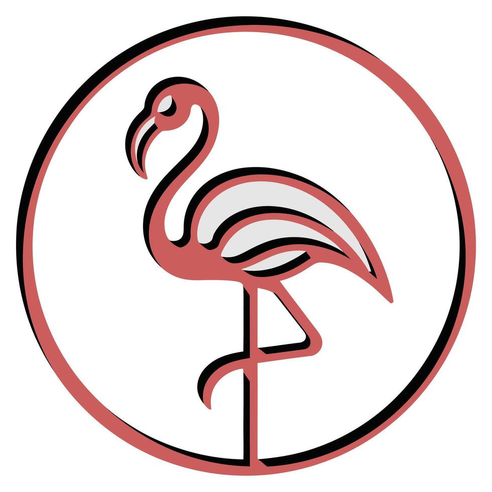 A flamingo in a circle with a red border vector