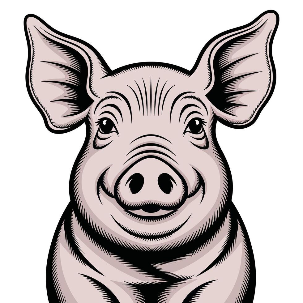A pig head with a big smile on its face vector