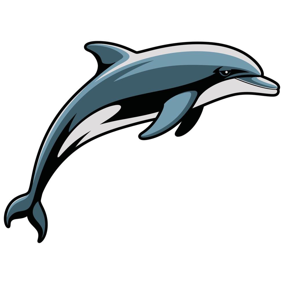 Flat Color Dolphin on White Background. vector