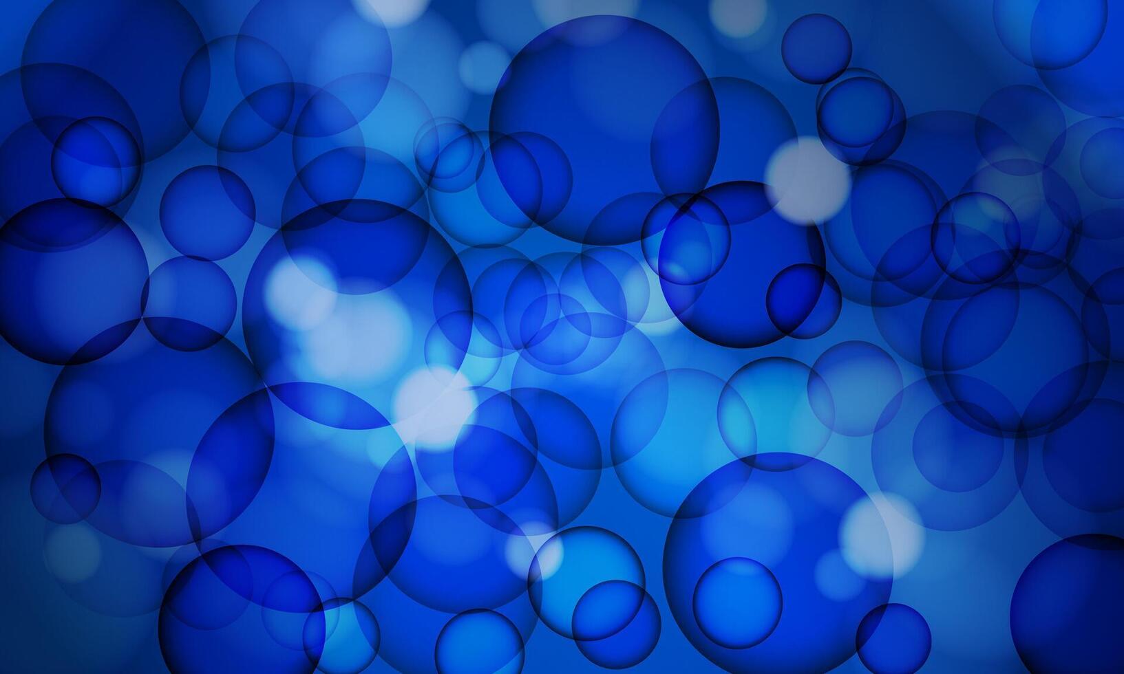 Abstract dark blue background moving particles in blur bokeh circle bubbles. shiny blue. vector