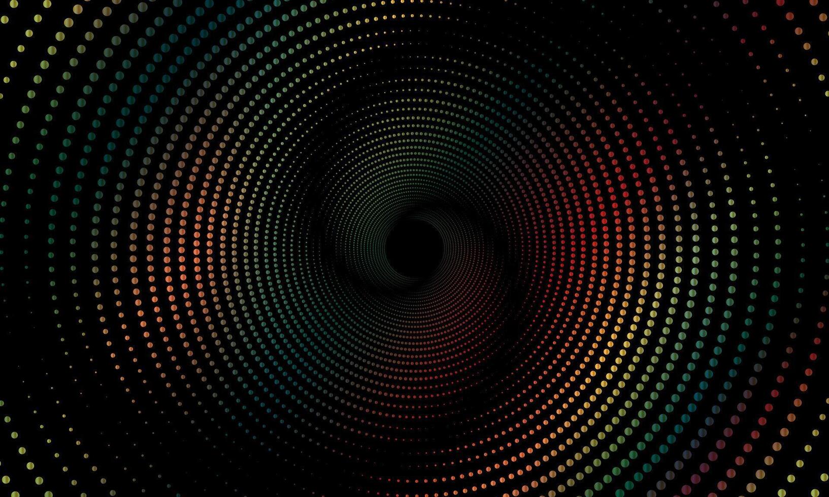 Halftone circular dotted frames. colorful circle dots texture isolated on black background. vector