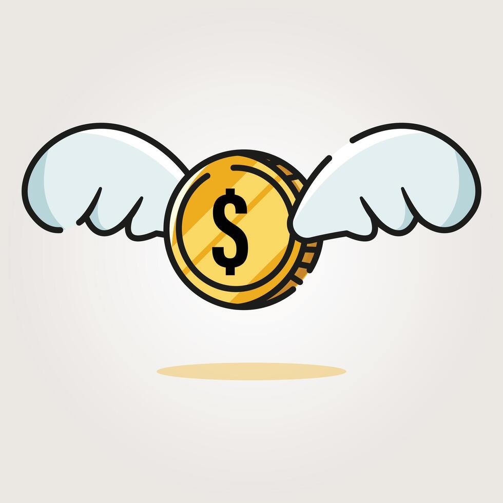 money fly icons vintage illustration design vector