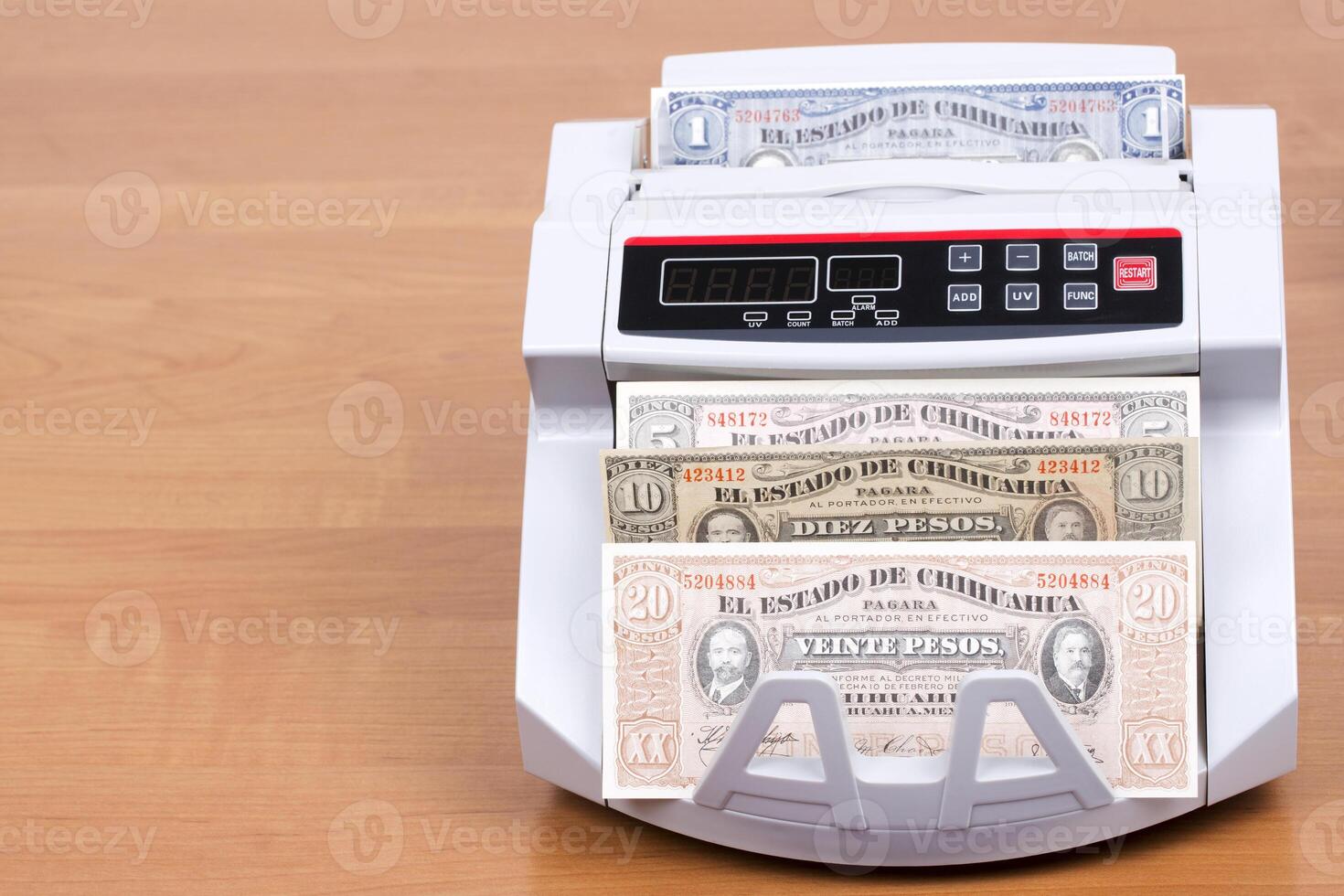 Old mexican peso in a counting machine photo