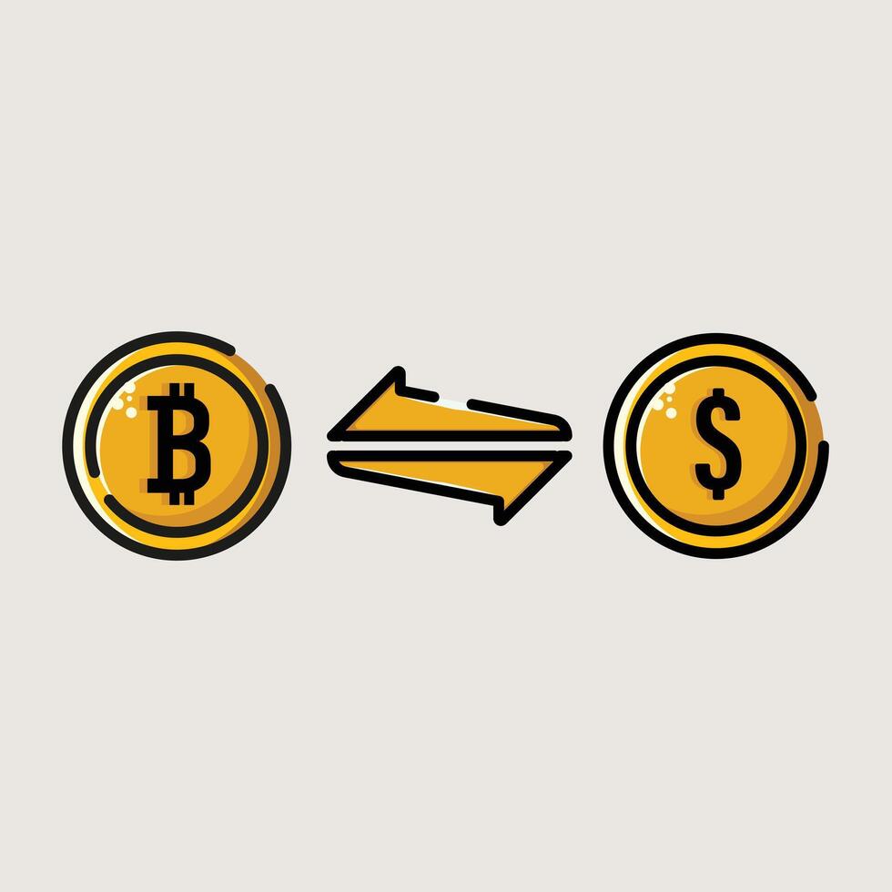 exchange dollars to bitcoins icon illustration, suitable for web vector