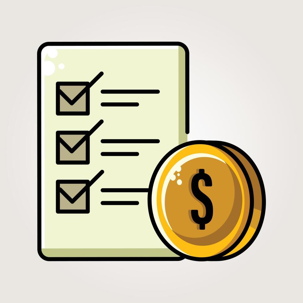 dollar checklist paper icon vintage illustration design vector