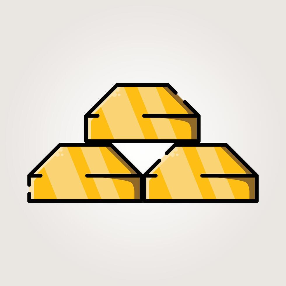 stack of gold bar icon vintage illustration design vector