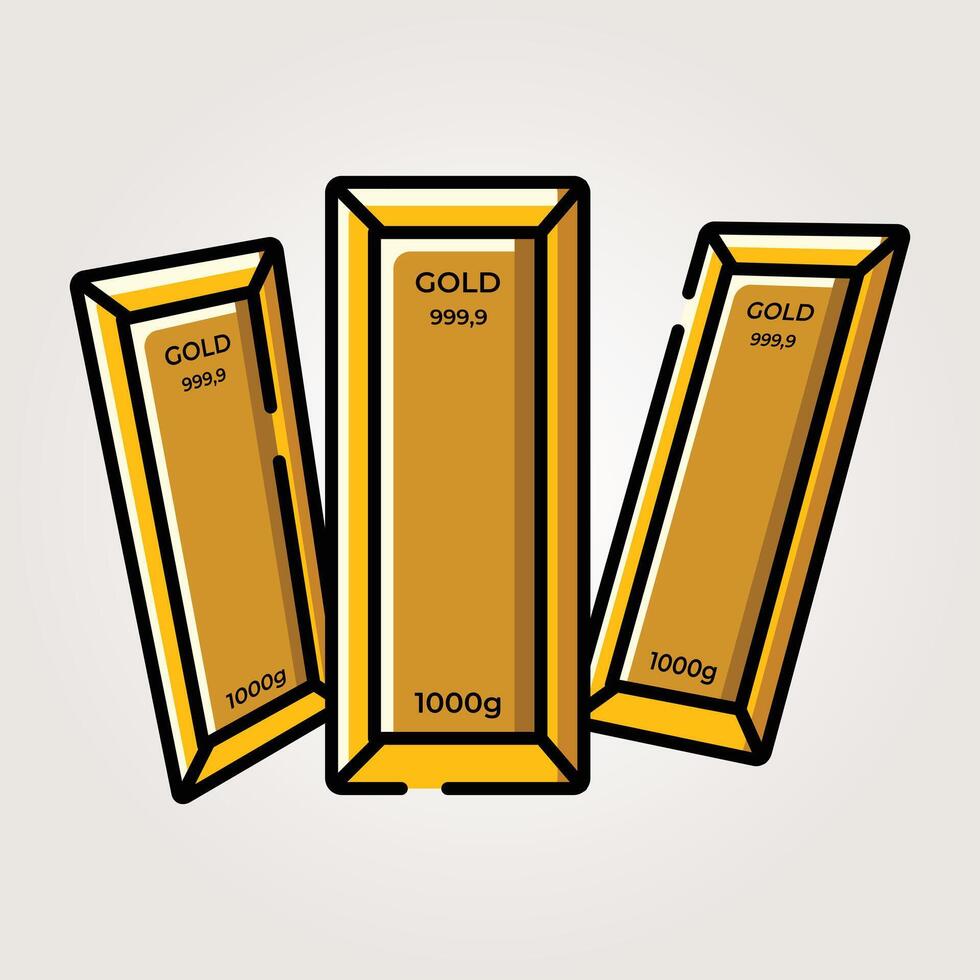 gold bar 999.9 pure of gold icon vintage illustration vector
